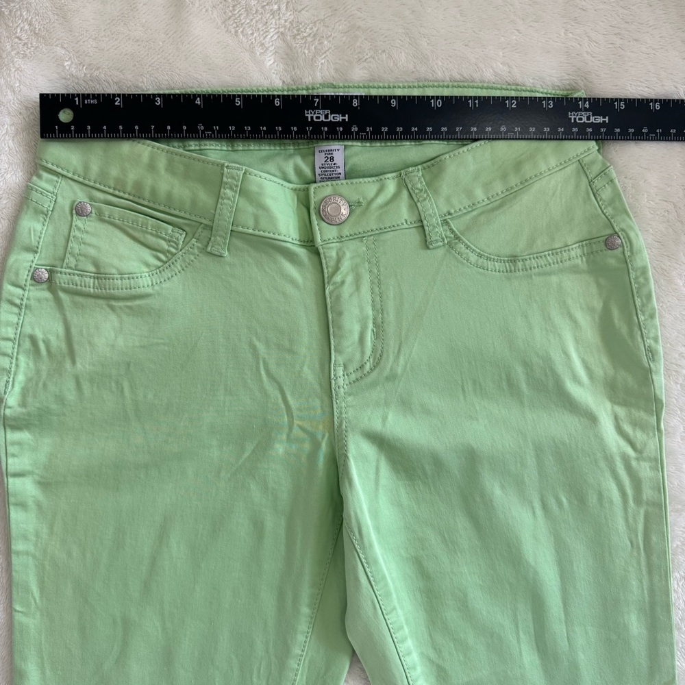 Celebrity Pink Lime Lt Neon Green Lightweight Crop Pants Jeans Size 28 Like New - Picture 5 of 7